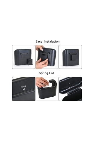 Createtech Taşınabilir Siyah Oto Çöp Kutusu Kapaklı Portatif Araç İçi