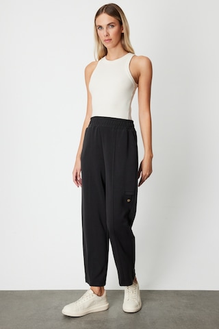 On Kadın Düğme Detaylı Bol Paça Eşofman Altı 64149 Siyah Siyah