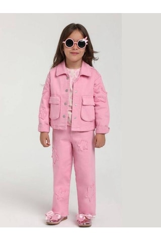 Escabel Kız Çocuk Pamuklu Yüksek Bel Yumuşak Dokulu Bel Ayar Lastikli Pantolon-15650 Pembe