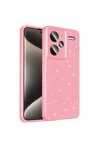 Effox Redmi Note 13 Pro Plus 5g Kılıf Kamera Korumalı Simli Lüks Koton Kapak - Açı AÇIK PEMBE