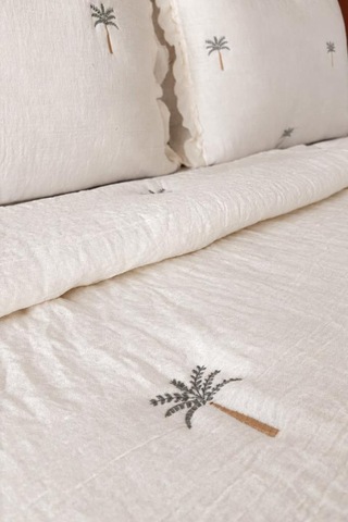 Palmiye Elyaf Dolgulu Çift Kişilik 240x260 Cm Yatak Örtüsü Krem