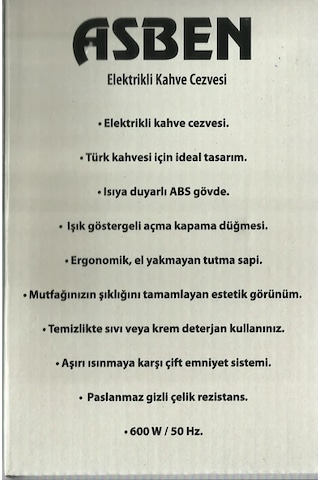 Asben AS-208 600 W Elektrikli Türk Kahve Makinesi