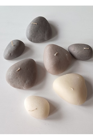 Taş Şekilli Büyük Mum Gri 10x10 Cm