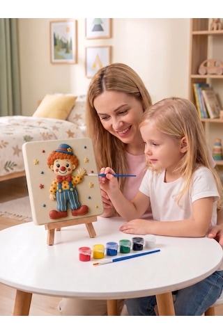 Sevimli Palyaço 15x15 Taş Boyama Seti Çocuk Ve Yetişkin Hobi Seti