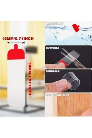 Süper Güçlü Yapışkan Kolay Çıkarılabilir Çok Amaçlı 60 Parça Çift Taraflı Şeffaf Bant 18 50 Mm