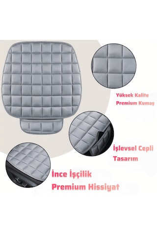 Premium Cepli Ortopedik Oto Koltuk Minderi 1 Adet Gri
