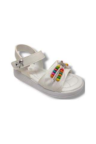 Butiqe 1809-25 Boncuk Taşli Anatomik Kız Çocuk Sandalet 31-35 Krem