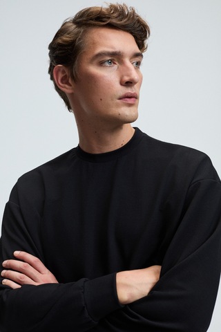 Grımelange Vıento Erkek Bisiklet Yaka Uzun Kollu Regular Fit Siyah Sweatshirt Siyah