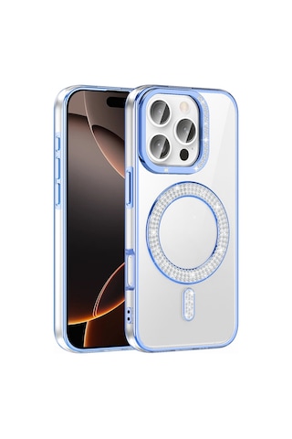 Teleplus Apple Uyumlu iPhone 16 Pro Max Kılıf Karetta Diamod Taş Desenli Magsafeli Kapak