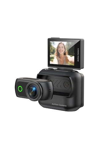 Spor Ve Vlog Kamerası Manyetik Aksiyon Kamerası 2.0" Dönebilen Ekran, 1080p Wi-fi Ve Şarj Kutusu İle Siyah