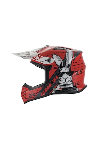 Sway Bunny Full Face Tam Korumalı Kask 53-54cm Kırmızı - Beyaz Kırmızı - Beyaz