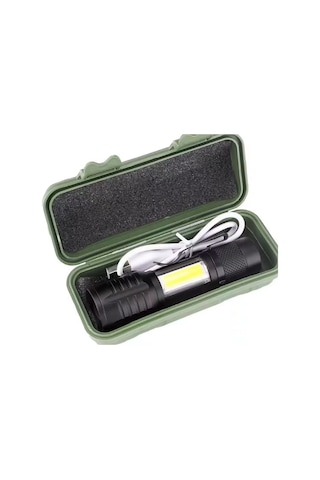 Wison Ws-5454 Taktik El Feneri Usb Şarj Edilebilir Kamp Feneri Cob Zumlanabilir Taşınabilir El Feneri Açık Gri