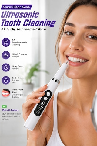 Auhma Smartclean Amf12 Ultrasonik Diş Temizleme Cihazı 5 Modlu Akıllı Diş Tartarı Ve Plak Temizleyic