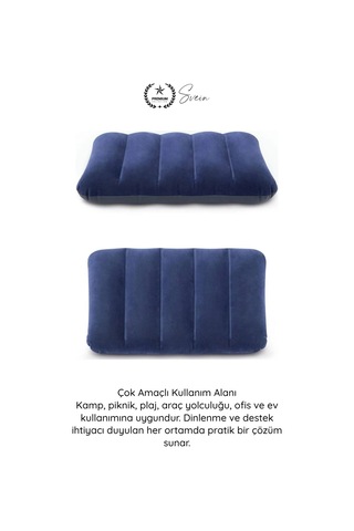 Yastık Kadife Kaplı Şişme Minder Yastık Taşınabilir Konforlu Ergonomik Kamp Seyahat Oturma Destekli Diğer