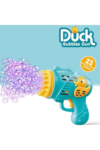 Pilli Ördek Köpük Tabancası - Baloncuk Tabancası - Köpüklü Silah - Baloncuk Oyunu - Mavi Renkli