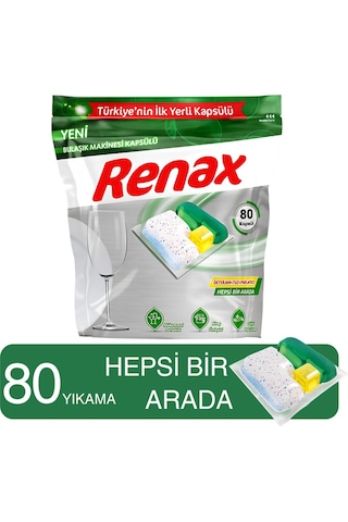 Renax Bulaşık Makinesi Kapsülü Hepsi Bir Arada 80 Li Tablet