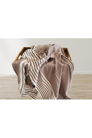 Aksu Summer Line Çok Amaçlı Örtü Pike Koltuk Örtüsü 170x220 Espresso Sütlü Kahve