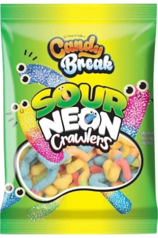 Candy Break Sour Neon Crawlers Solucan Jelibon 113 Gr