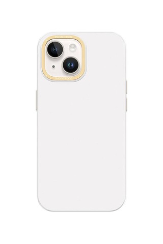 Apple Uyumlu iPhone 14 Kılıf Metal Kamera Çerçeveli Recci Glaze Serisi Kapak Siyah