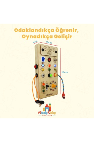 Çocuklar İçin Eğitici Ahşap Montessori Işıklı Oyun Panosu - Zeka Geliştirici Oyuncak