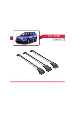 Ford Explorer 2011-2015 Arası İle Uyumlu Ace-1 Ara Atkı Tavan Barı Gri 3 Adet Bar