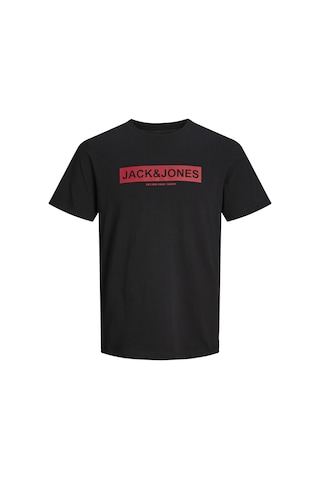 Jack & Jones Pin 12249605 Logo Baskılı Erkek Tişört Siyah