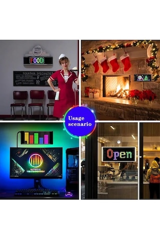 16x144 Matrix Led Panel Cama Yapışan Telefon Kontrollü Led Lamba