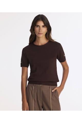 Yargıcı Nakış Detaylı Triko 25kktr2008x 003 Kahverengi