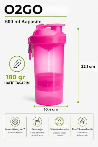 Smartshake Original2go Serisi 600 Ml Neon Pembe Protein Shaker