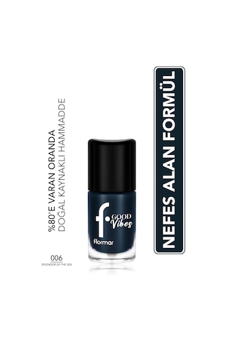 Flormar Good Vibes Yüksek Pigmentli & Parlak Bitişli Nefes Alabilen Oje 006 Splendorofthesea