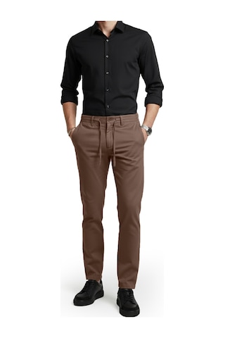 Deepsea Kahve Esnek Kumaş Slim Fit Beli Lastikli Günlük Spor Pantolon 2601070 Kahve