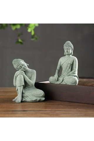 Xianwen Moveevo Zen Buda Heykeli - Yeşil Kumtaşı Çay Hayvanı &