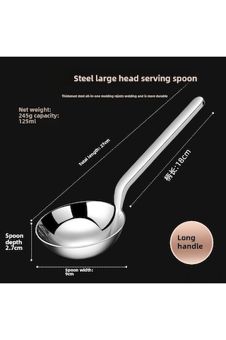 Kangvka 18-10 Paslanmaz Çelik Kısa Saplı Büyük Başlı Servis Kaşığı - Çorba, Pirinç Ve Makarna İçin Ergonomik Tasarım Diğer