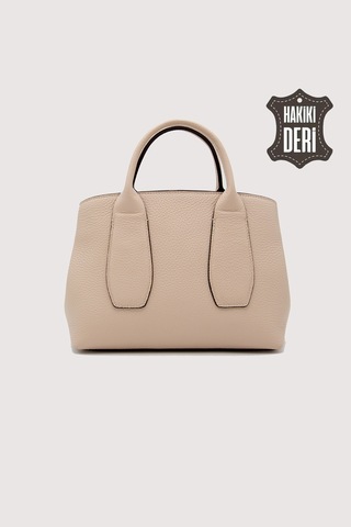 Hakiki Deri Kadın El Çantası Pudra Smr9226 Pudra