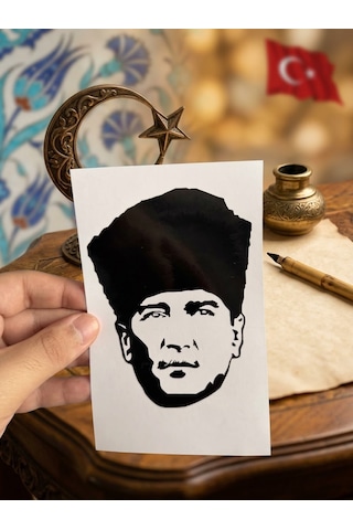 Atatürk Portre Siyah Vinil Sticker 12 X 9 Cm 0 Atatürk Portre Siyah Vinil Sticker 12 X 9 Cm 0