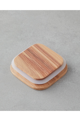 English Home Pico Cam Ahşap Kapaklı 4 Bölmeli Kahvaltılık 21x21 Cm Şeffaf