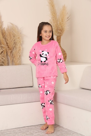 Miniğimin Cicileri Panda Desenli Welsoft Kız Çocuk Pijama Takımı-pembe - Pembe