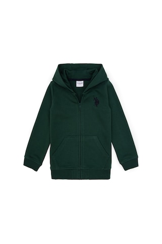 U.S. Polo Assn. Erkek Çocuk Koyu Yeşil Fermuarlı Kapüşonlu Sweatshirt 50316706-VR079