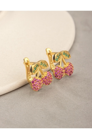 925 Ayar Gümüş Çocuk Kiraz Küpe