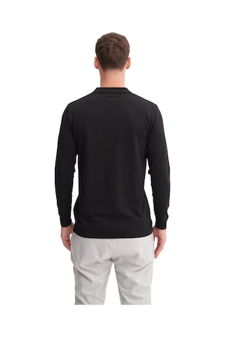 Cazador Slim Fit Viskon Karışımlı Basic Polo Yaka Kazak Siyah