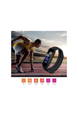 Polosmart Pssw17 Akıllı Bileklik 5.1v Titreşimli Bluetooth Adım Sayar Kalp Atışı Uyku Takibi Siyah