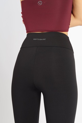 Soft&Basic Kadın Siyah Esnek Uzun Spor Ve Günlük Tayt Siyah