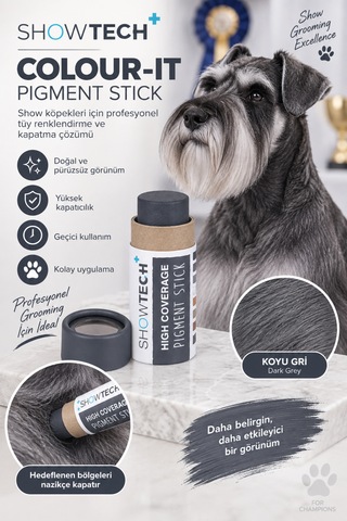 Showtech Colour-ıt El Yapımı Pigment Toz Geçici Köpek Tüy Boyası Koyu Gri
