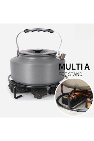 Wezone Siyah Dışarıda Kullanım Demir Isı Yalıtımlı Tencere Tutucu, Kamp İçin Kaymaz, Taşınabilir Çok Amaçlı Su Kaynaklama Stantı Siyah