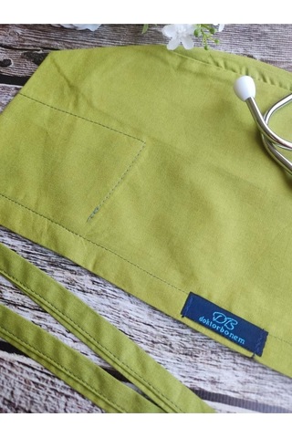 Tesettür Yağ Yeşili Tek Renk Cerrahi Bone Doktor Hemşire Sağlıkçı Bonesi Geniş Kesim