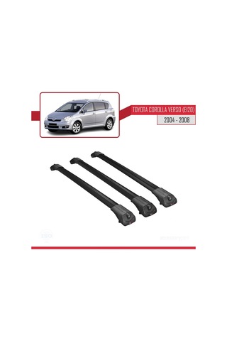 Toyota Corolla Verso E120 2004-2008 Arası İle Uyumlu Ace-1 Ara Atkı Tavan Barı Siyah 3 Adet Bar