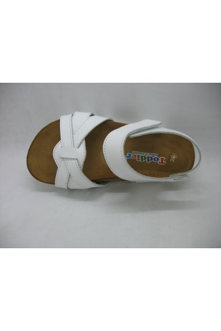 Toddler 390 Beyaz Deri,anatomik Mantar Taban Üç Bantlı Sandalet 2 Beyaz