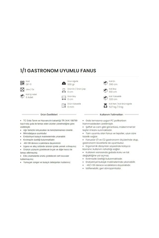 Fanus Kapaklı Şeffaf Tepsili Polikarbon 32.5cm 53cm Şeffaf