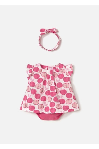 Kız Bebek Saç Bantlı Alt Üst Takım Pembe 1260 Pembe