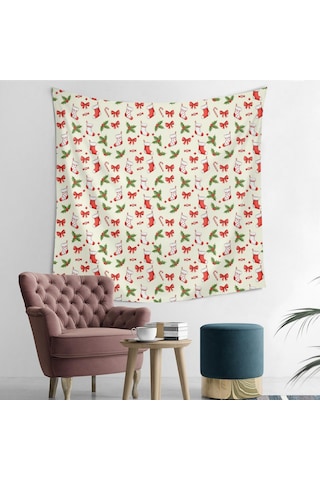Noel Desenli 50x50 İnç Kare Duvar Halısı, Oturma Odası, Yatak Odası Ve Genç Odası İçin-a129
